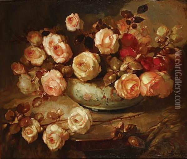 Nature Morte Aux Fleurs Oil Painting - Pascal De Beucker