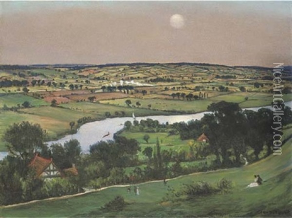 The Thames From Winter Hill Near Cookham Oil Painting - Christopher Richard Wynne Nevinson