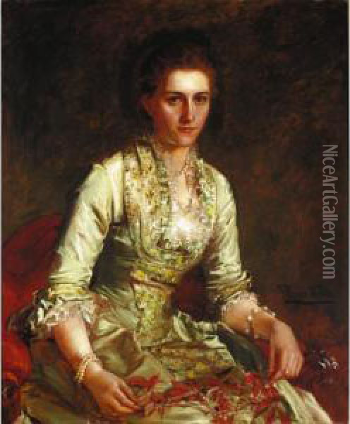 Portrait Of Edith Williams, Later Lady Boscawen Oil Painting - John Hanson Walker