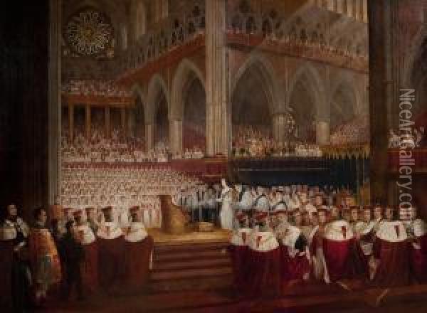 Coronation Of Queen Victoria Oil Painting - Edmund Thomas Parris