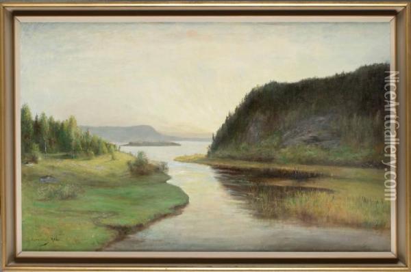Vid Alvens Mynning Oil Painting - Olof Hermelin
