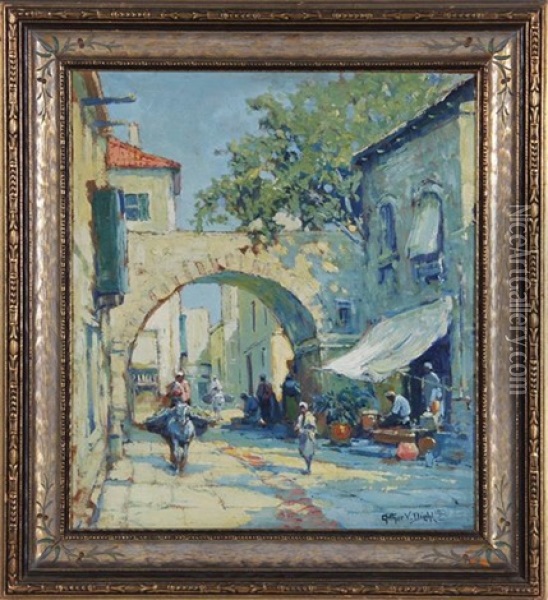 Orientalist Street Scene Oil Painting - Arthur Vidal Diehl