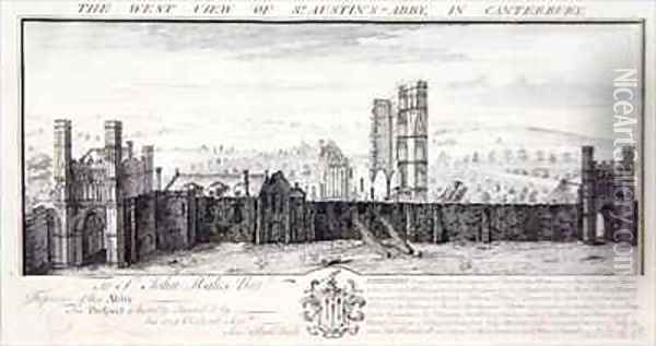 The West View of St. Austin's Abbey, in Canterbury Oil Painting - Nathaniel and Samuel Buck