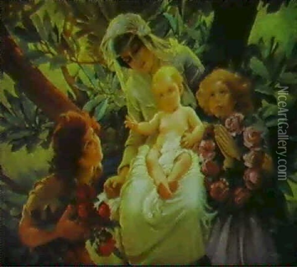 The Virgin Mary And Christ Amongst Angels Oil Painting - Frantisek Dvorak