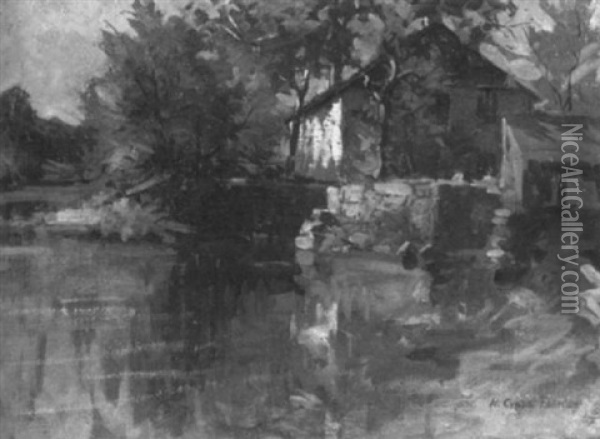 The Mill, Autumn Oil Painting - Herbert Cyrus Farnum