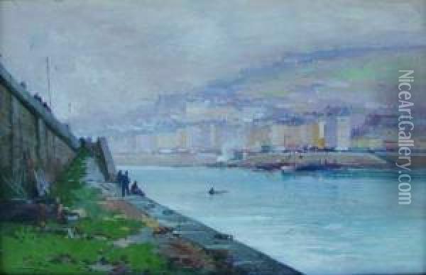 La Seine A La Sortie Deparis Oil Painting - Eugene Galien-Laloue