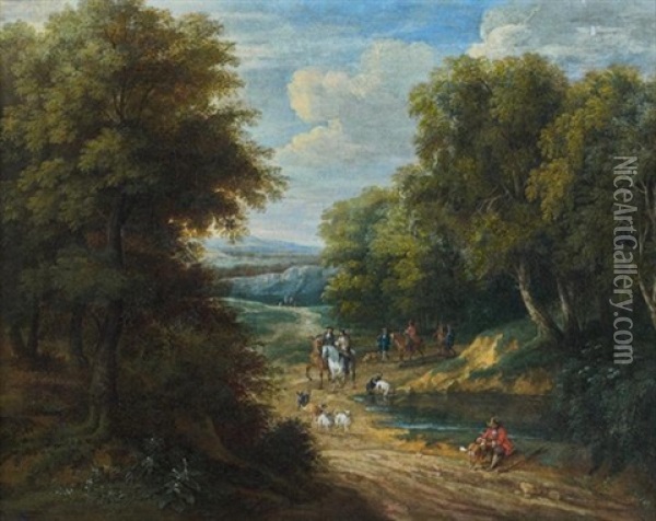 Scene De Chasse A Courre Oil Painting - Pieter Bout