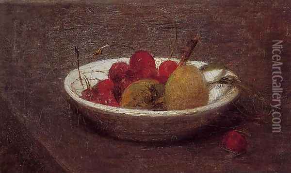 Still Life of Cherries and Almonds Oil Painting - Ignace Henri Jean Fantin-Latour