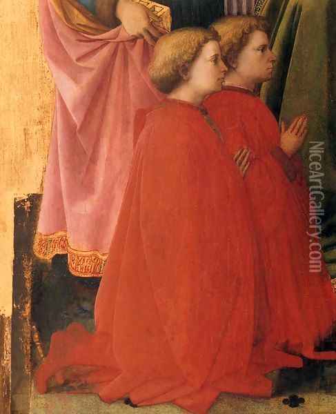 St Lawrence Enthroned with Saints and Donors (detail) Oil Painting - Filippino Lippi