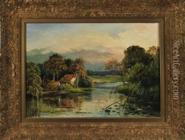 Flusslandschaft Mit Anglern Oil Painting - Louis Joseph Leroy