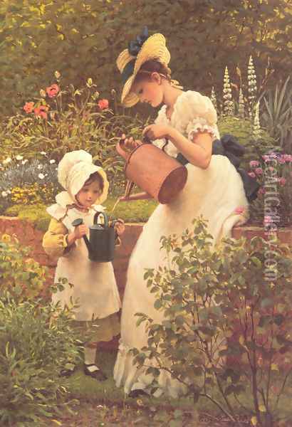 The Young Gardener Oil Painting - George Dunlop, R.A., Leslie