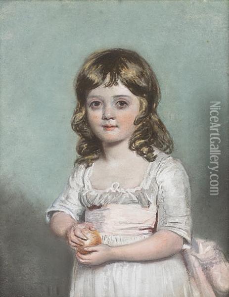 Portrait Of A Child Holding An Orange Oil Painting - John Raphael Smith