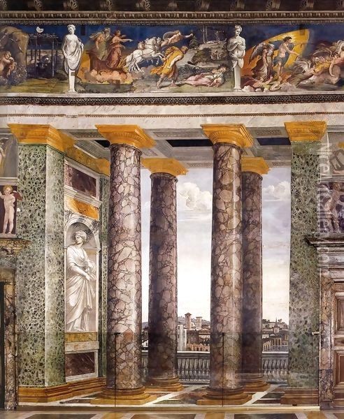Decoration of the Sala delle Prospettive Oil Painting - Baldassare Peruzzi
