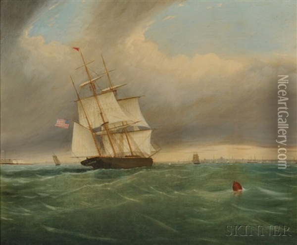 Ship Olga Heading Into Boston Harbor Oil Painting - Clement Drew