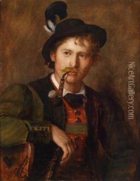 Portrait Eines Jungen Tirolers Oil Painting - Franz Von Defregger