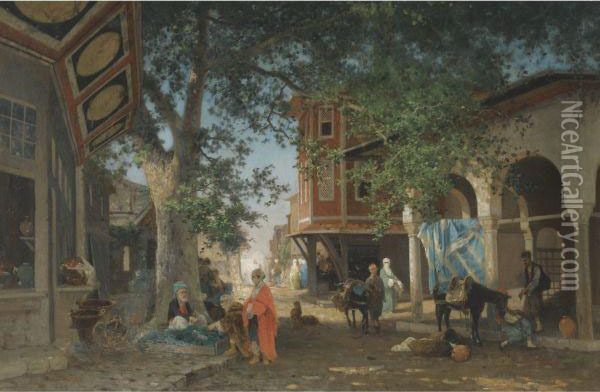 Quartier De Constantinople Oil Painting - Fabius Germain Brest