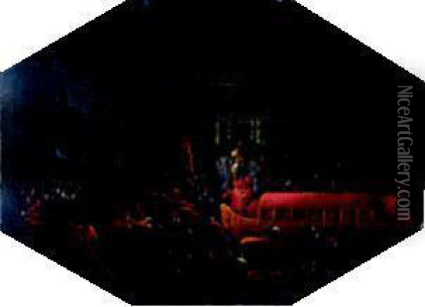 A) Scena Notturna Durante Il Carnevale Di Venezia B) L'arrivo Del Bucintoro A Palazzo Ducale Oil Painting - Joseph, The Younger Heintz
