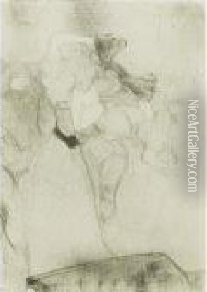Lender De Dos, Dansant Le Bolero Dans 'chilperic' (d. 106; A. 127;
 W. 105; Adr. 111) Oil Painting - Henri De Toulouse-Lautrec