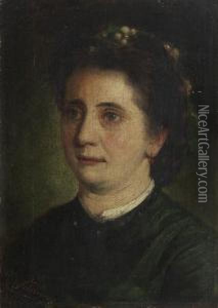 Portret Kobiety Z Jemiola We Wlosach Oil Painting - Zygmunt Sidorowicz