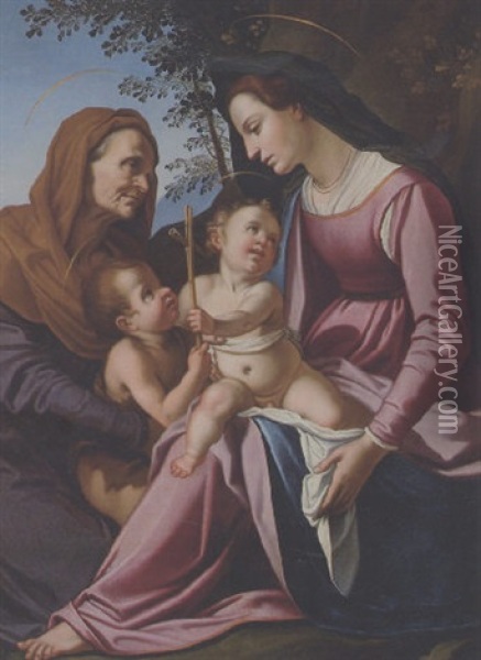 Die Heilige Familie Mit Dem Johannesknaben Oil Painting - Jacopo (da Empoli) Chimenti