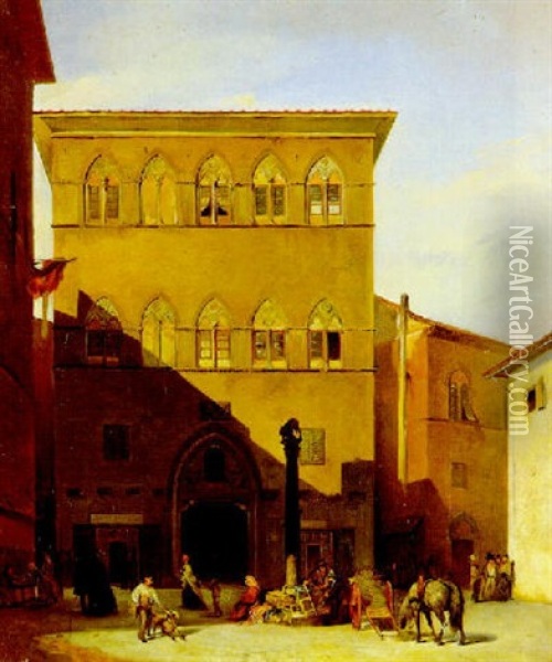 Il Palazzo Salimbeni A Siena Oil Painting - Giuseppe Bellucci