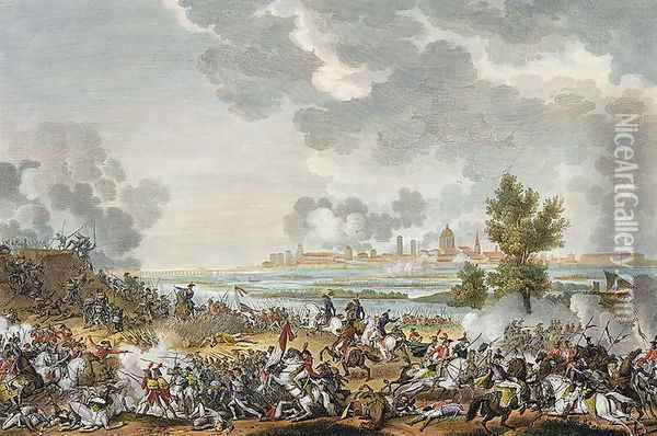 The Battle of S. Giorgio di Mantova, 29 Fructidor, Year 4 September 1796 engraved by Jean Duplessi-Bertaux 1747-1819 Oil Painting - Carle Vernet