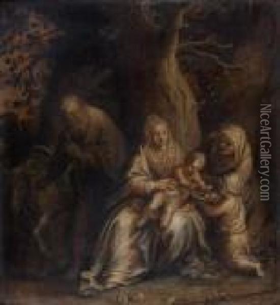 La Sainte Famille Avec Sainte Elisabeth Et Saint Jean Baptiste Oil Painting - Abraham Bloemaert