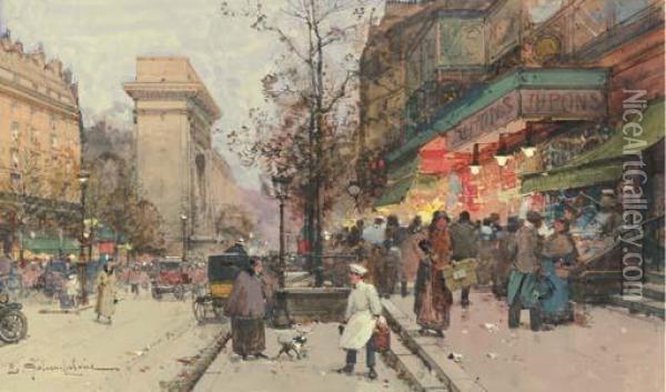 L'arche De La Porte St Denis Oil Painting - Eugene Galien-Laloue
