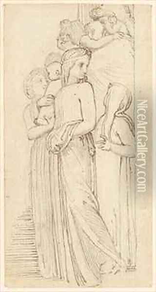 A Group of Women and Children in a Doorway Oil Painting - John Flaxman
