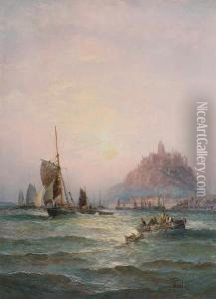 Mounts Bay And St. Michael's Mount Oil Painting - Hubert Thornley