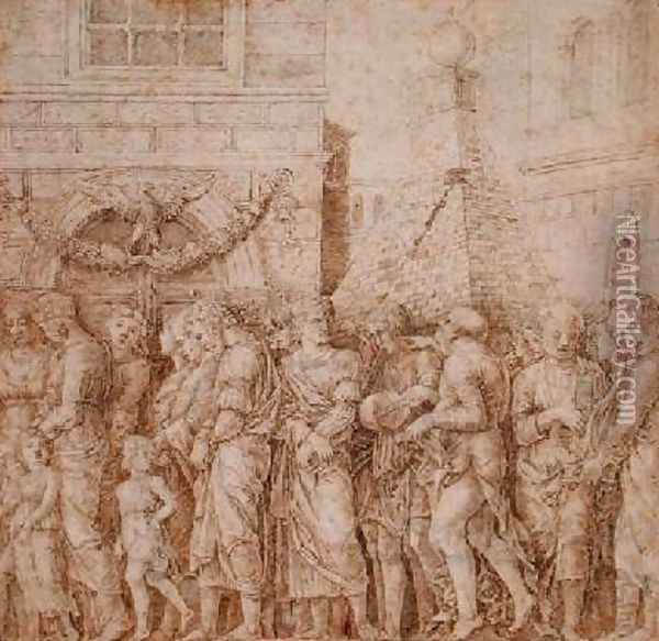 Study for the seventh canvas of the Triumph of Caesar Oil Painting - Andrea Mantegna