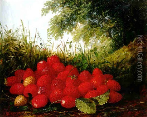 Strawberries In Landscape Oil Painting - Paul Lacroix