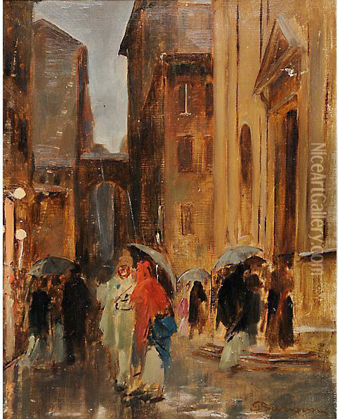 Sotto La Pioggia Oil Painting - Giuseppe Barison