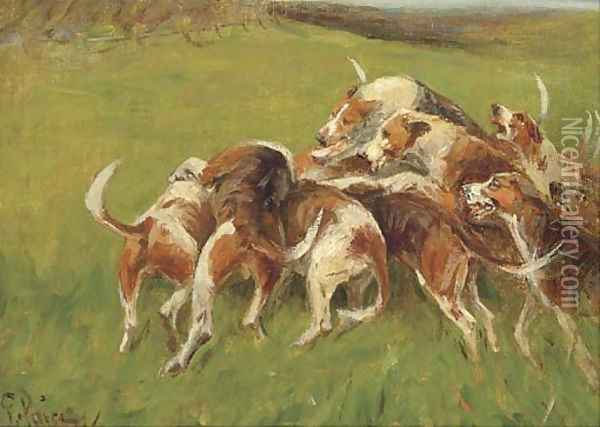 Hounds closing in Oil Painting - George Paice
