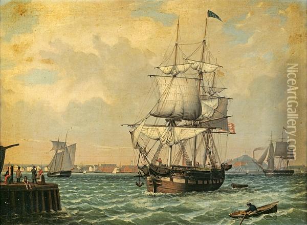 Shipping In A Harbor Oil Painting - Fitz Hugh Lane