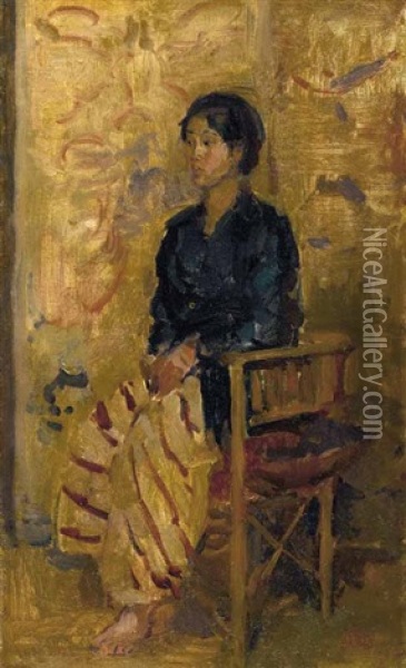Portrait Of Seated Javanese Beauty Oil Painting - Isaac Israels