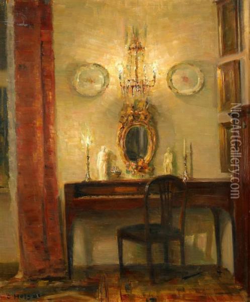 Interior I Kvallsbelysning Oil Painting - Carl Vilhelm Holsoe