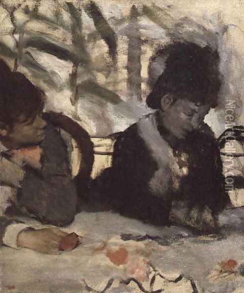At the Cafe, c.1875-77 Oil Painting - Edgar Degas