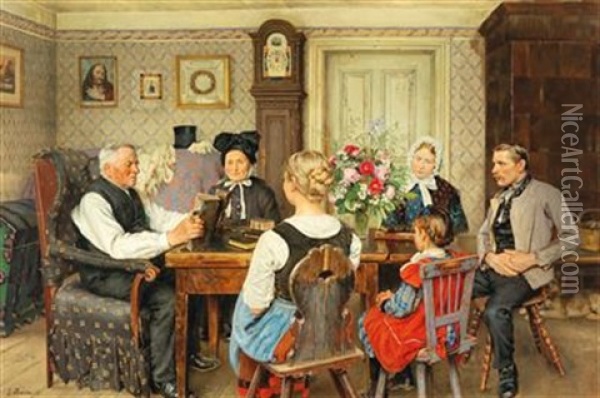 Family Prayers Oil Painting - Ernst Henseler