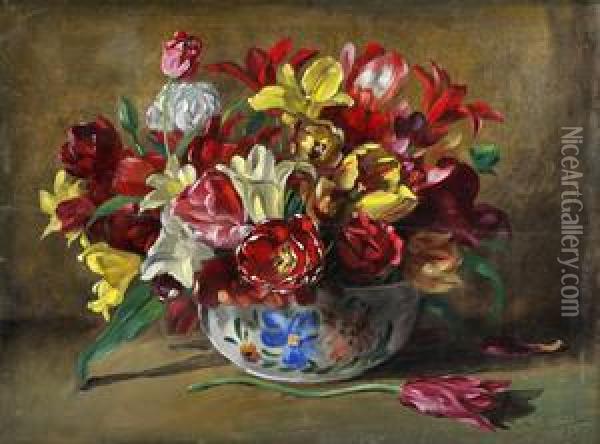 Kytica Tulipanov Oil Painting - Frederic Amalius Oostveen