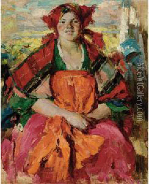 Girl From Lesnoye Oil Painting - Abram Efimovich Arkhipov