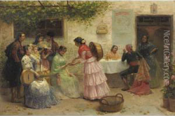 The Palm Reader Oil Painting - Jose Rico Y Cedujo