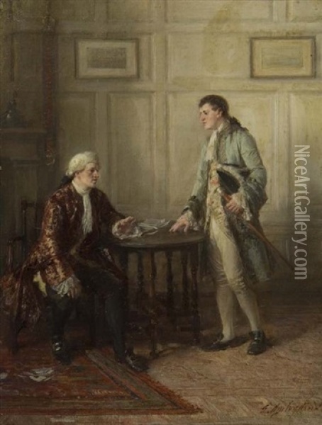 Two Fine Gentleman In An Interior Oil Painting - George Ogilvy Reid