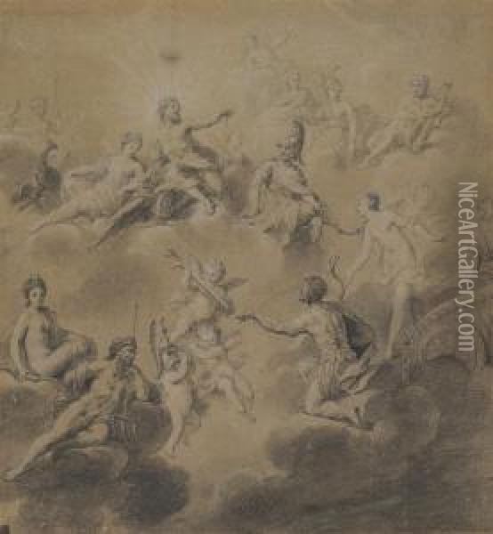 Venus Presenting Aeneas To The Gods Oil Painting - Jean-Marc Nattier