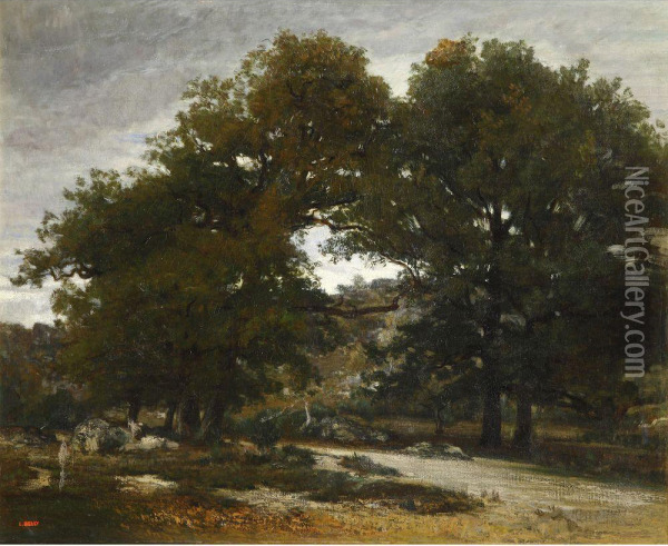 Forest Oil Painting - Leon Adolphe Belly