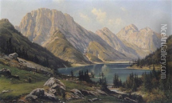 Der Raiblersee In Karnten Oil Painting - Alois Kirnig