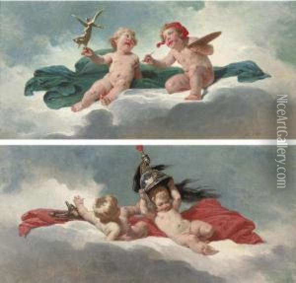 An Allegory Of The Arts; And An Allegory Of War Oil Painting - Adolphe Yvon