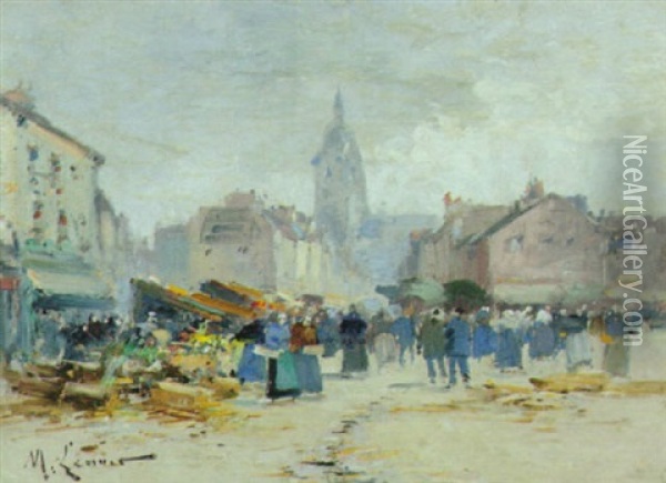 Buntes Markttreiben Oil Painting -  Marcel-Lenoir (Jules Oury)