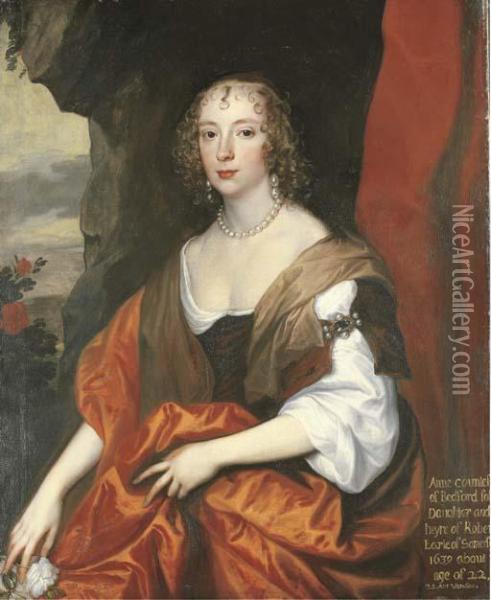 Portrait Of Anne Carr, Countess Of Bedford Oil Painting - Sir Anthony Van Dyck