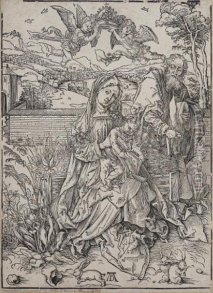 The Holy Family With Three Hares (bartsch 102) Oil Painting - Albrecht Durer